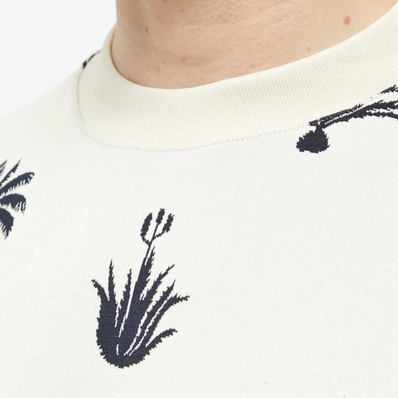 Jil Sander Men's Palm Tree Intarsia Cotton Crew Knit - Picture 3 of 11
